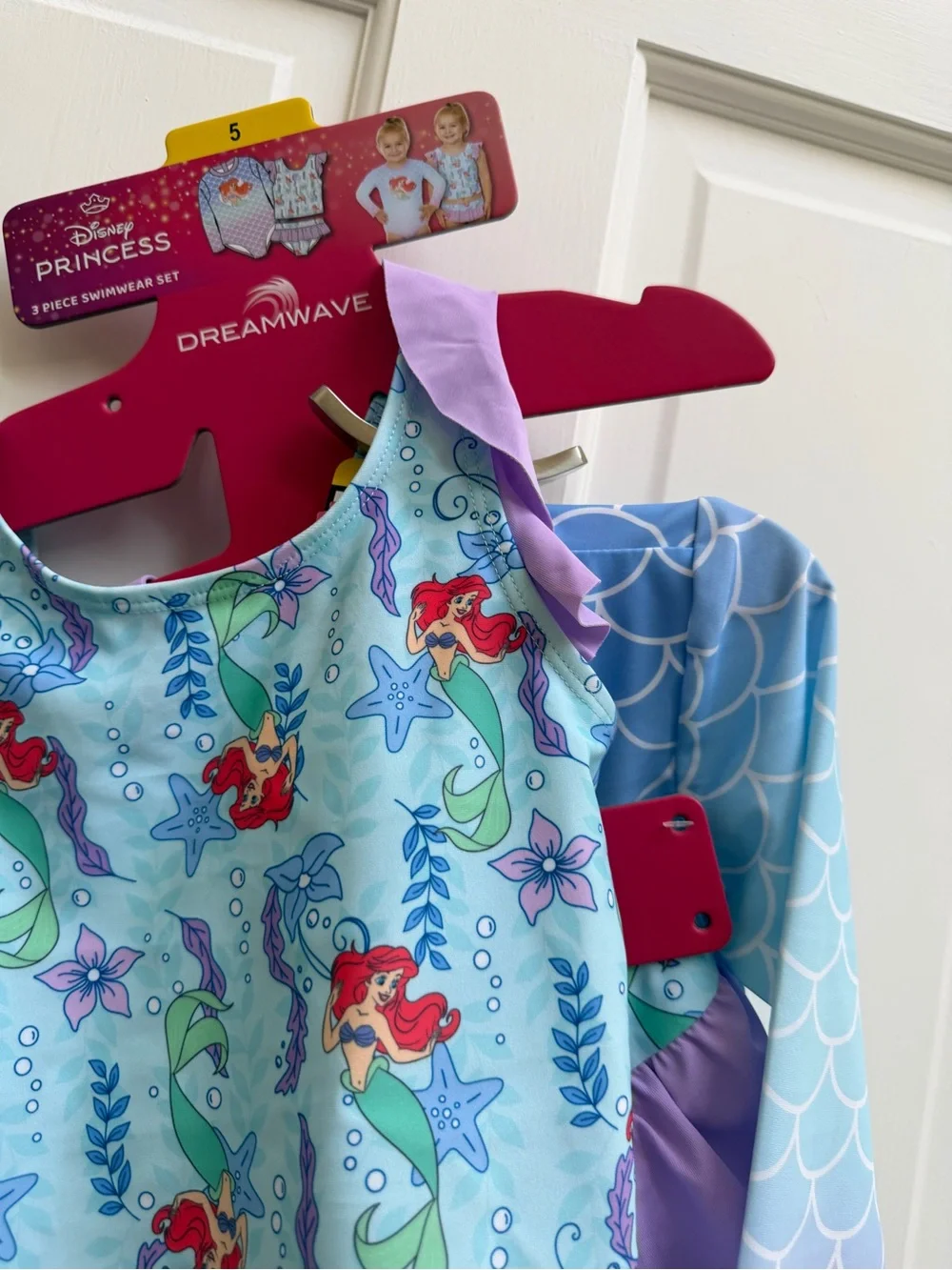 NWT Disney Ariel The Little Mermaid Girls 5 Rashguard 3 Piece Bathingsuit Set
